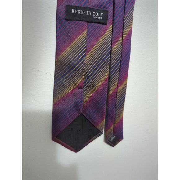 Kenneth Cole New York Mens Striped Silk Necktie Classic Purple Multicolor - Picture 3 of 6